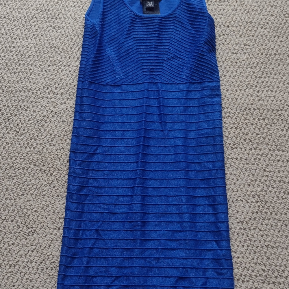 Bebe Blue Ribbed Sleeveless Sheath Dress